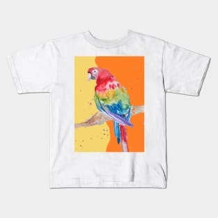 Parrot Watercolor Painting Macaw - Yellow Orange Kids T-Shirt